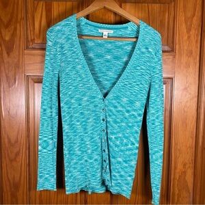 Banana Republic Pima Cotton Turquoise Stretch Knit Buttoned Sweater Cardigan